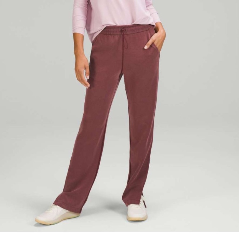Lululemon Brushed Softstreme Split Hem High Rise Pants Red Merlot Size 8